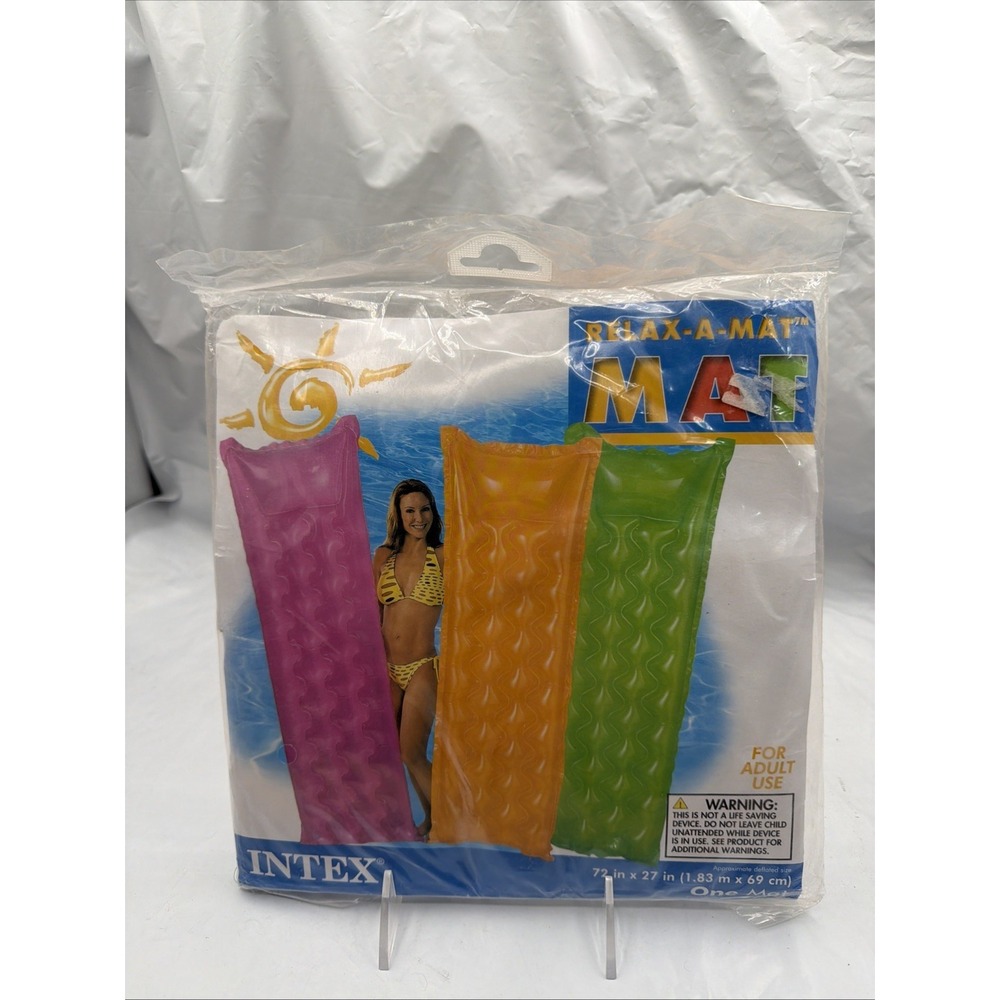 Inflatable Pool Float Bed 72" x 27" Relax-A- Mat Lounge Pool Raft Intex Orange - Picture 2 of 6